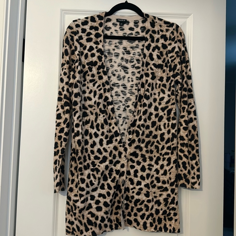 Torrid Duster Length Cheetah Cardigan
